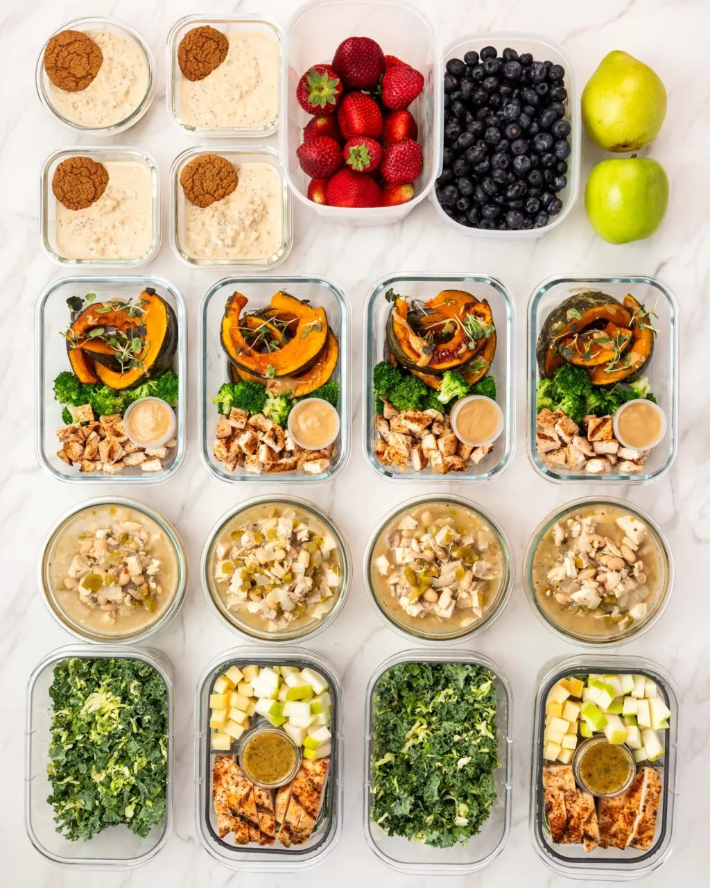 Batch containers beside roasted ingredients